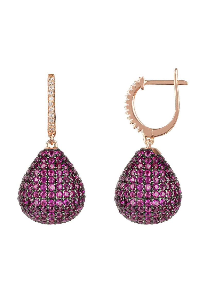 Valerie Pear Drop Gemstone Earring Rosegold Ruby