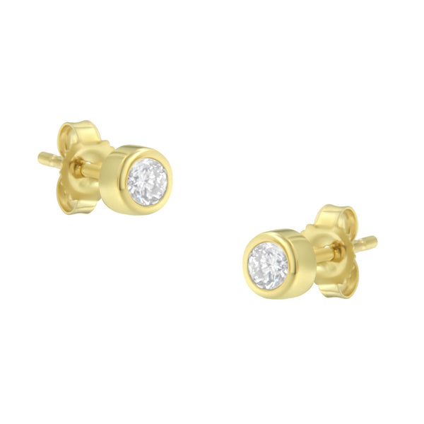10K White Gold 1/5 Cttw Round Brilliant-Cut Near Colorless Diamond Bezel-Set Stud Earrings (H-I Color, I1-I2 Clarity)