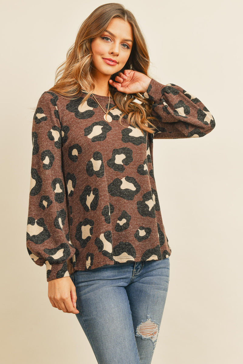 Puff Sleeved Leopard Print Top