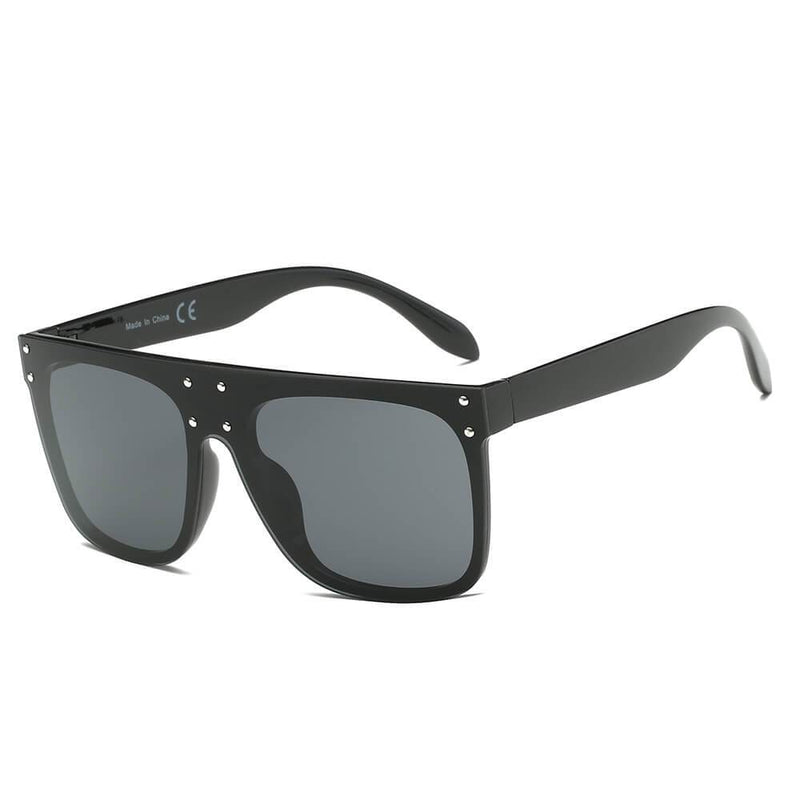 AKRON | S2060 - Flat Top Oversize Mirrored Square Sunglasses Circle