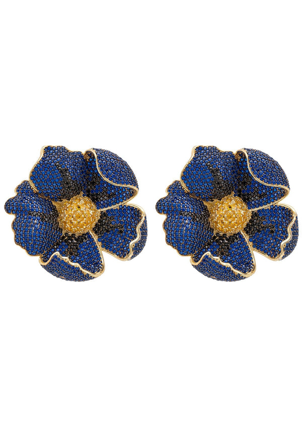 Poppy Sapphire Blue Earrings Gold