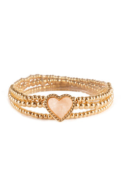 Fb1854 - Druzy Ccb Heart Valentine Elastic Bracelet