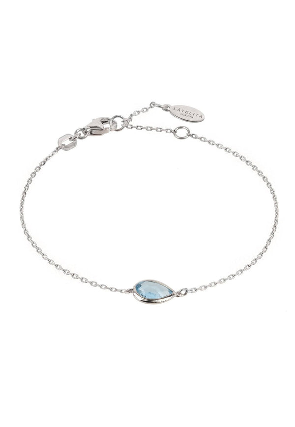 Pisa Mini Teardrop Bracelet Silver Blue Topaz