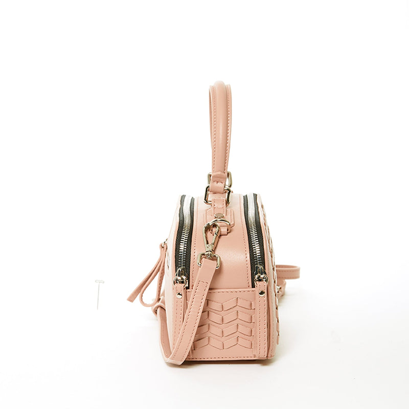 Kayla Pink Woven Leather Bag