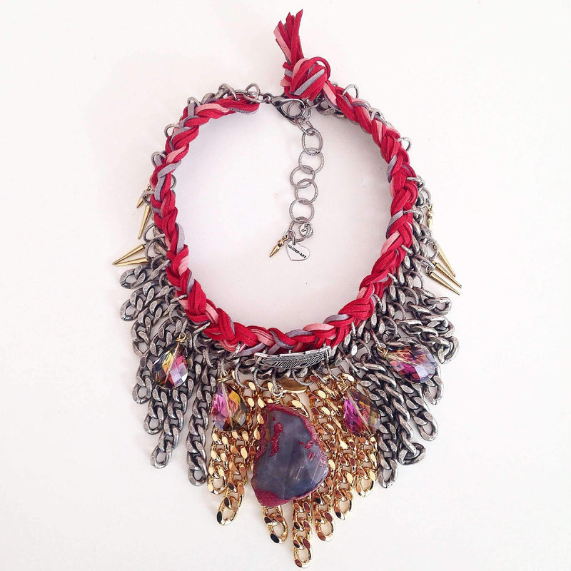 Red Passion Boho Chic Statement Necklace
