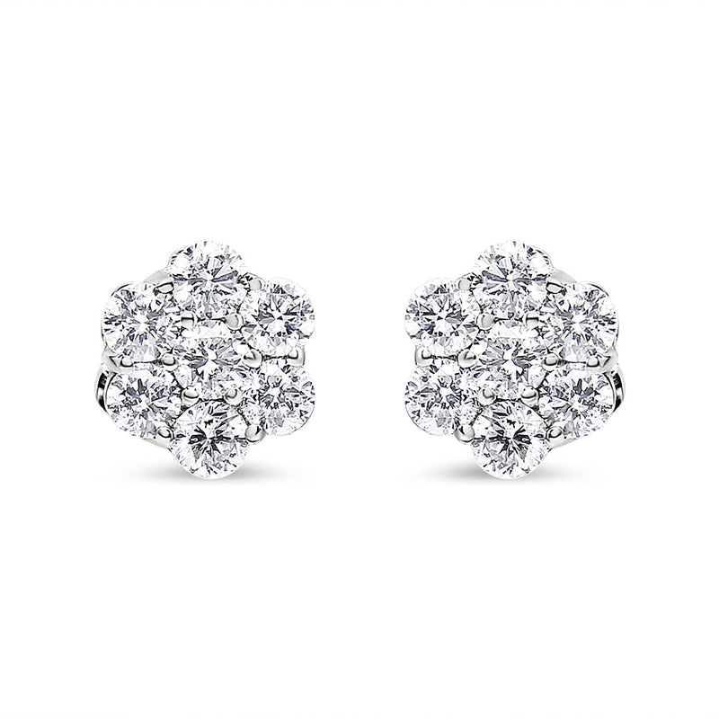 14KT White Gold 1 Cttw Diamond Composite Stud Earrings (I-J, SI2-I1)