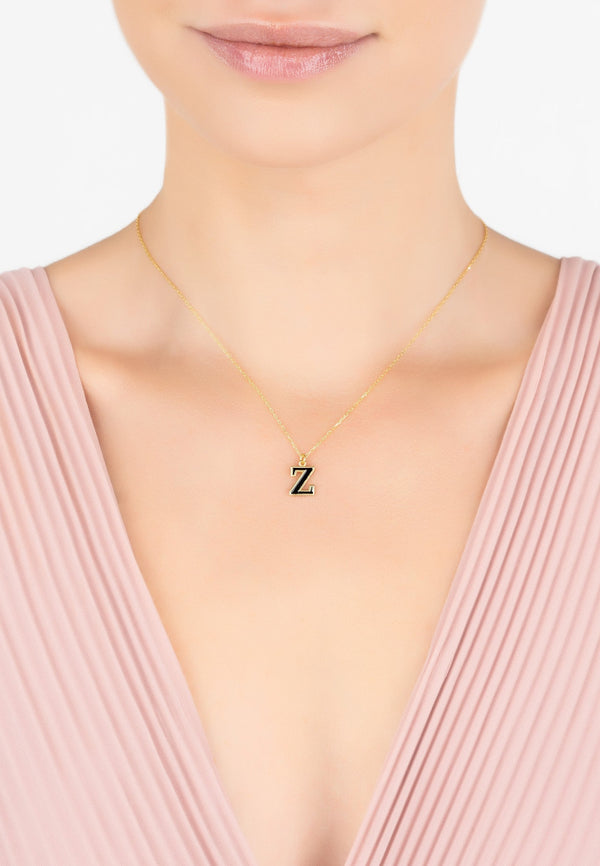 Initial Enamel Necklace Gold Z