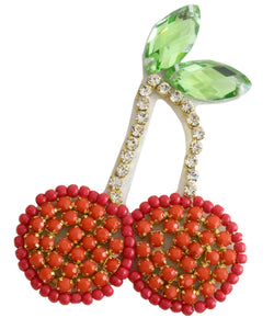 Cherry- Kids Hair Pin Rhine Stone Red Crystal Embellished Accessory