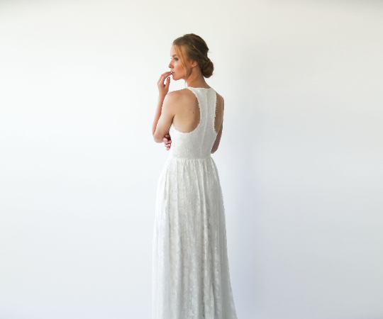 Halter Neckline  Wedding Dress With Pockets  #1221