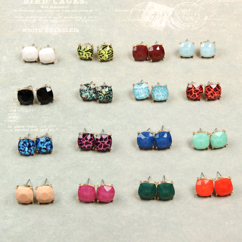 12mm Cushion Cut Post Earrings