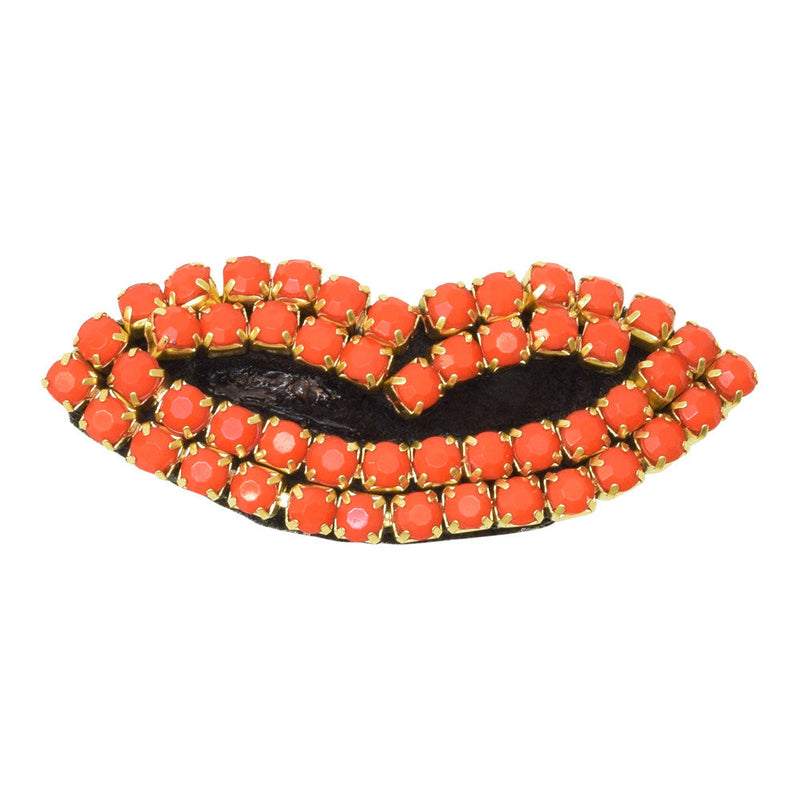 Lipstick - Brooch-Red Crystal Embroidery Motifs