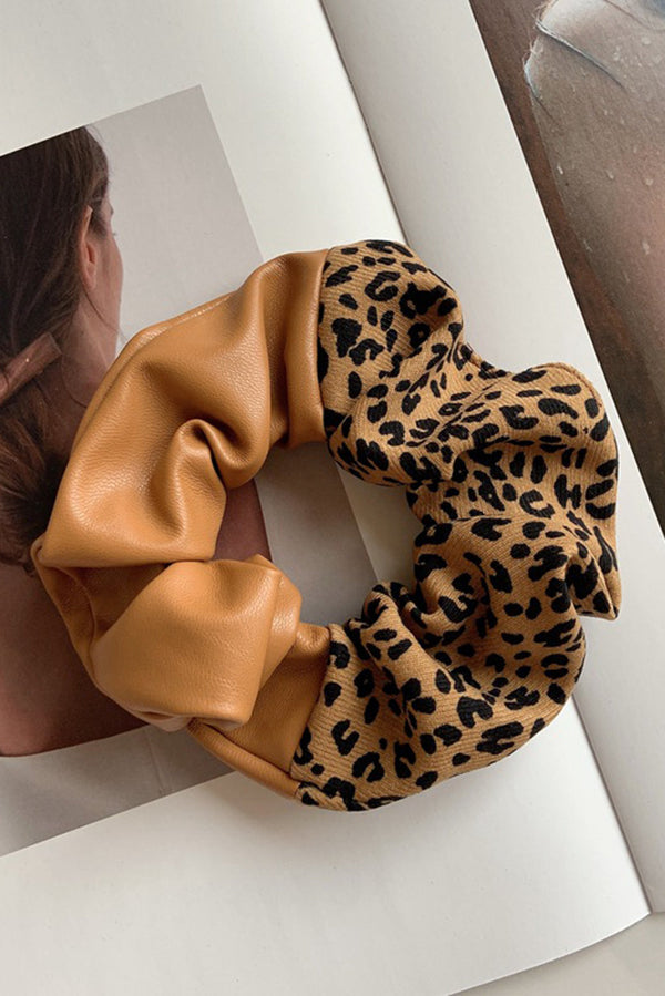 Brown Leopard Patchwork Hair Tie