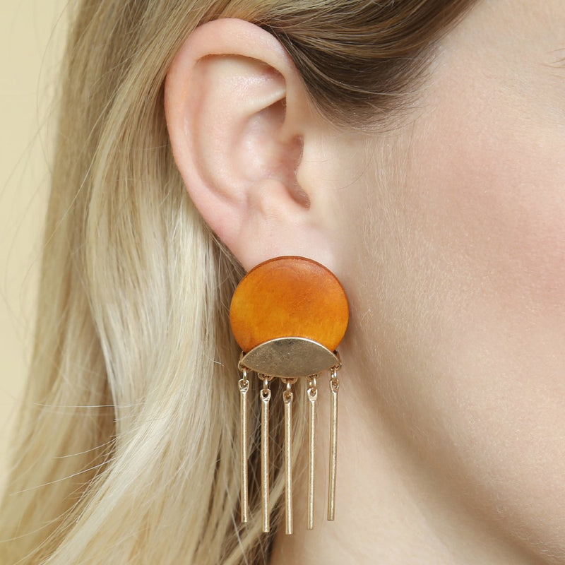 A8e2267 - Wood Disc Dangle Earrings