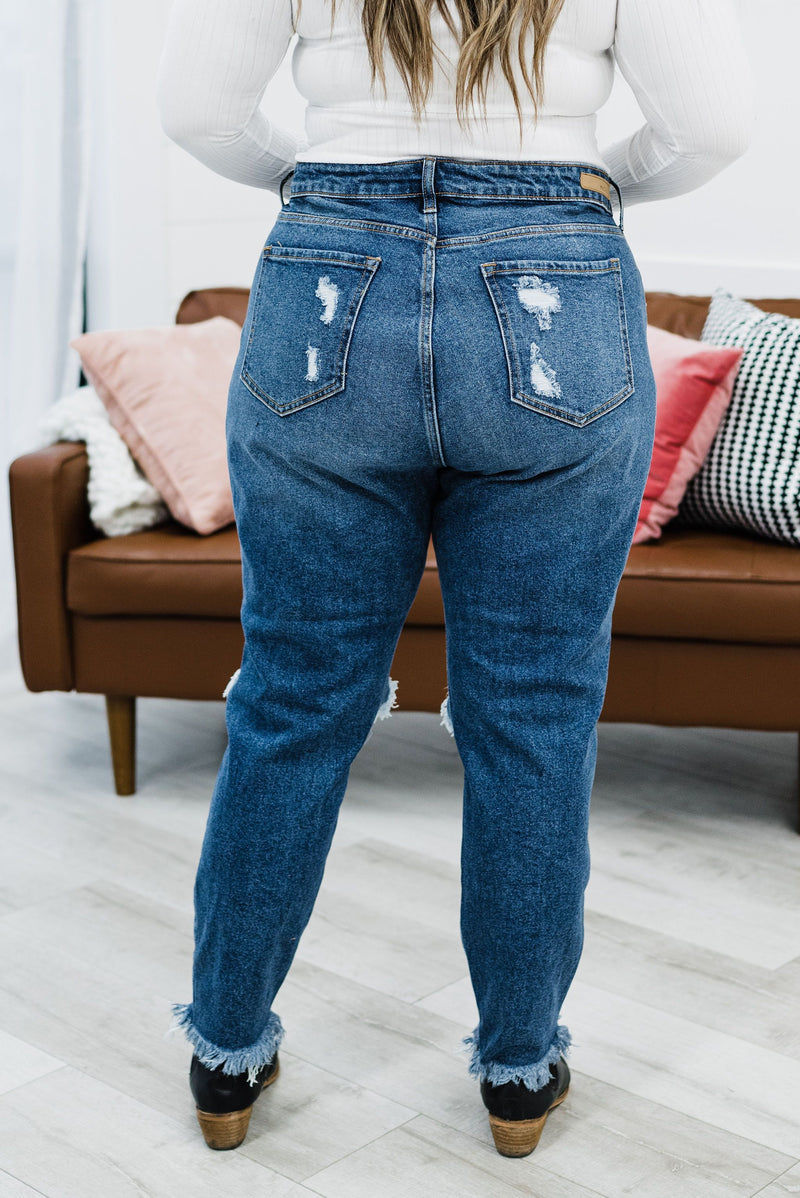 Feeling Bold Distressed Mom Skinny Jeans