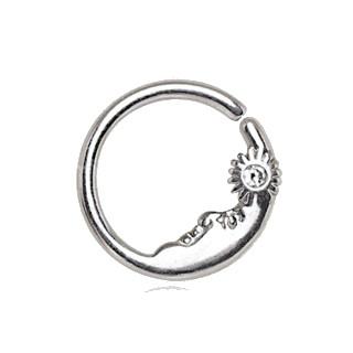 316L Stainless Steel Sun & Moon Seamless Rings / Cartilage Earrings