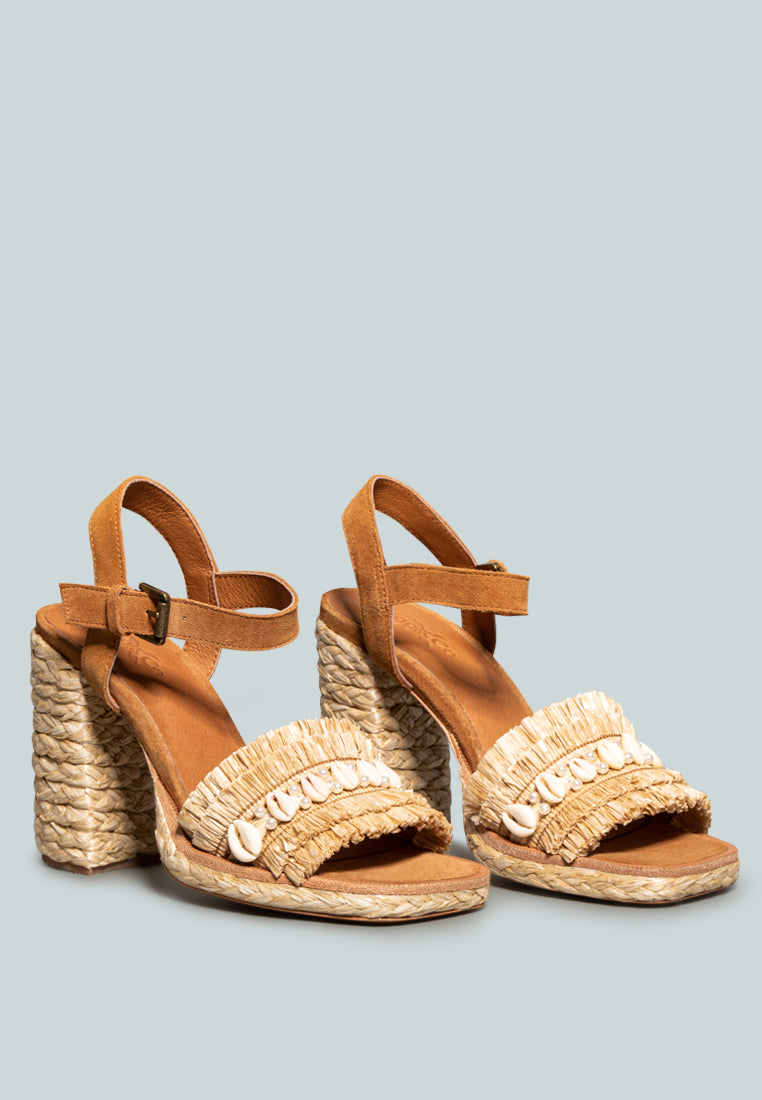 Willis Cowrie Raffia Handmade Block Sandal