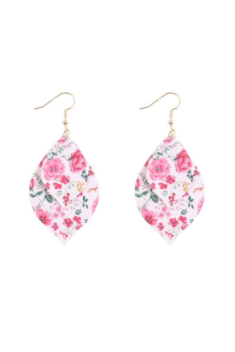 Hde3220 - Two Floral Marquise Drop Earrings