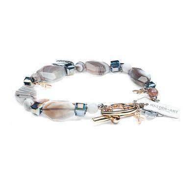 Agate Stones Beaded Bracelet With Charms