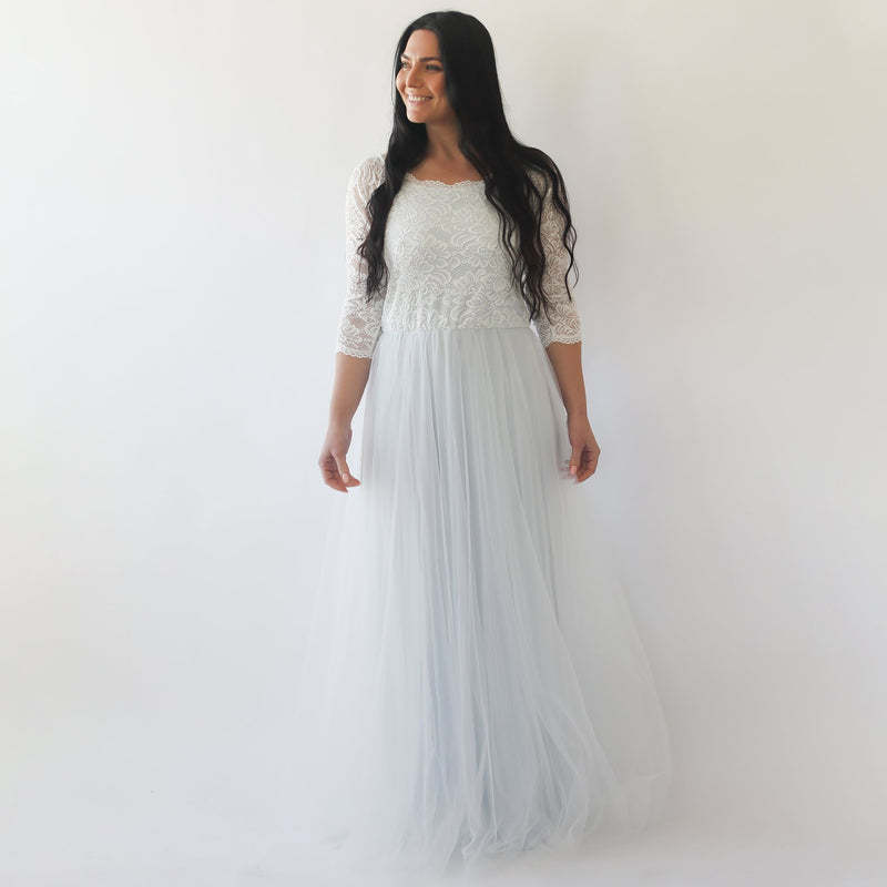 Curvy  Off-Shoulder Two Colors Wedding Dress #1134