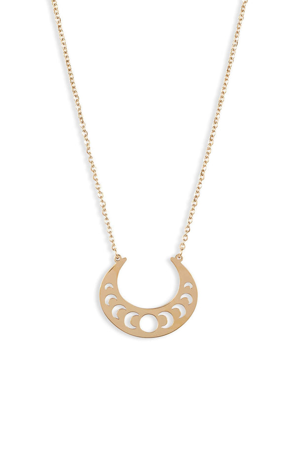 Open Crescent Focal Necklace - Gold