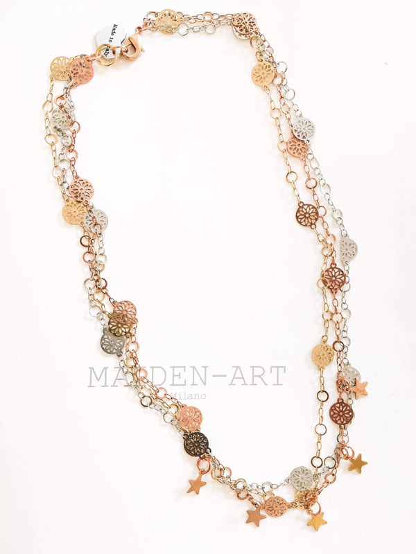 Lucky Charm Star Necklace in 18kt Gold Plated, Rose Gold Plated and Silver Plated Brass.