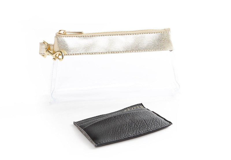 Rich Gold CLEAR IT BAG • Pouch  -Leather Trim