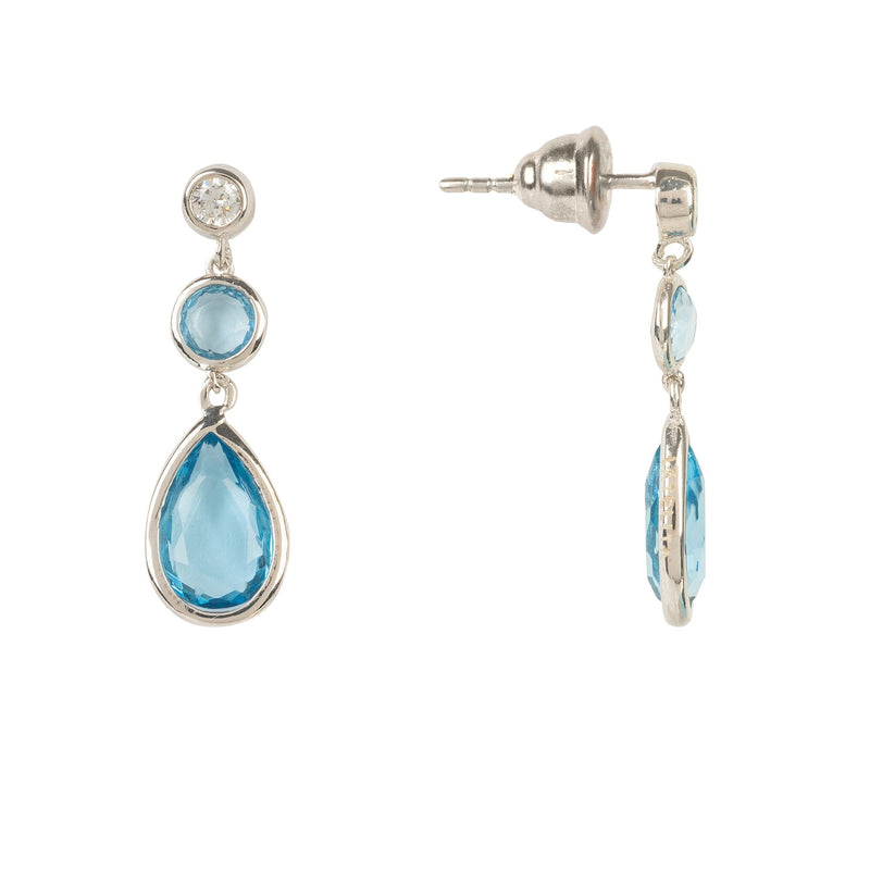 Tuscany Gemstone Drop Earring Silver Blue Topaz Hydro