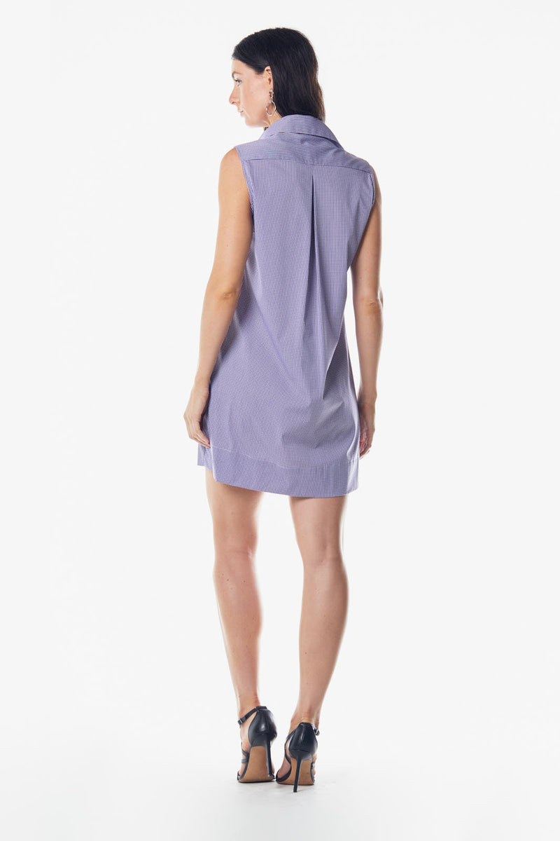 Italian Cotton Sleeveless Dress in Purple