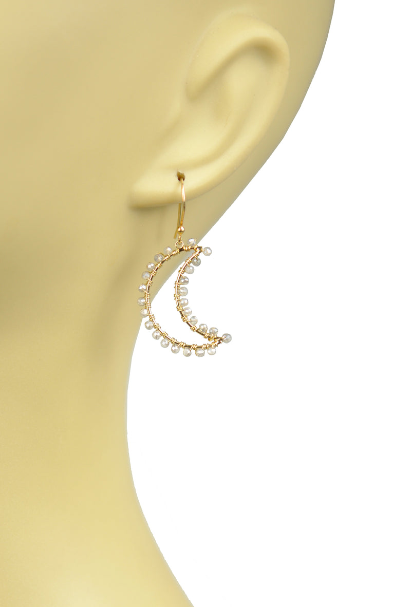 Labradorite Crescent Moon Earrings