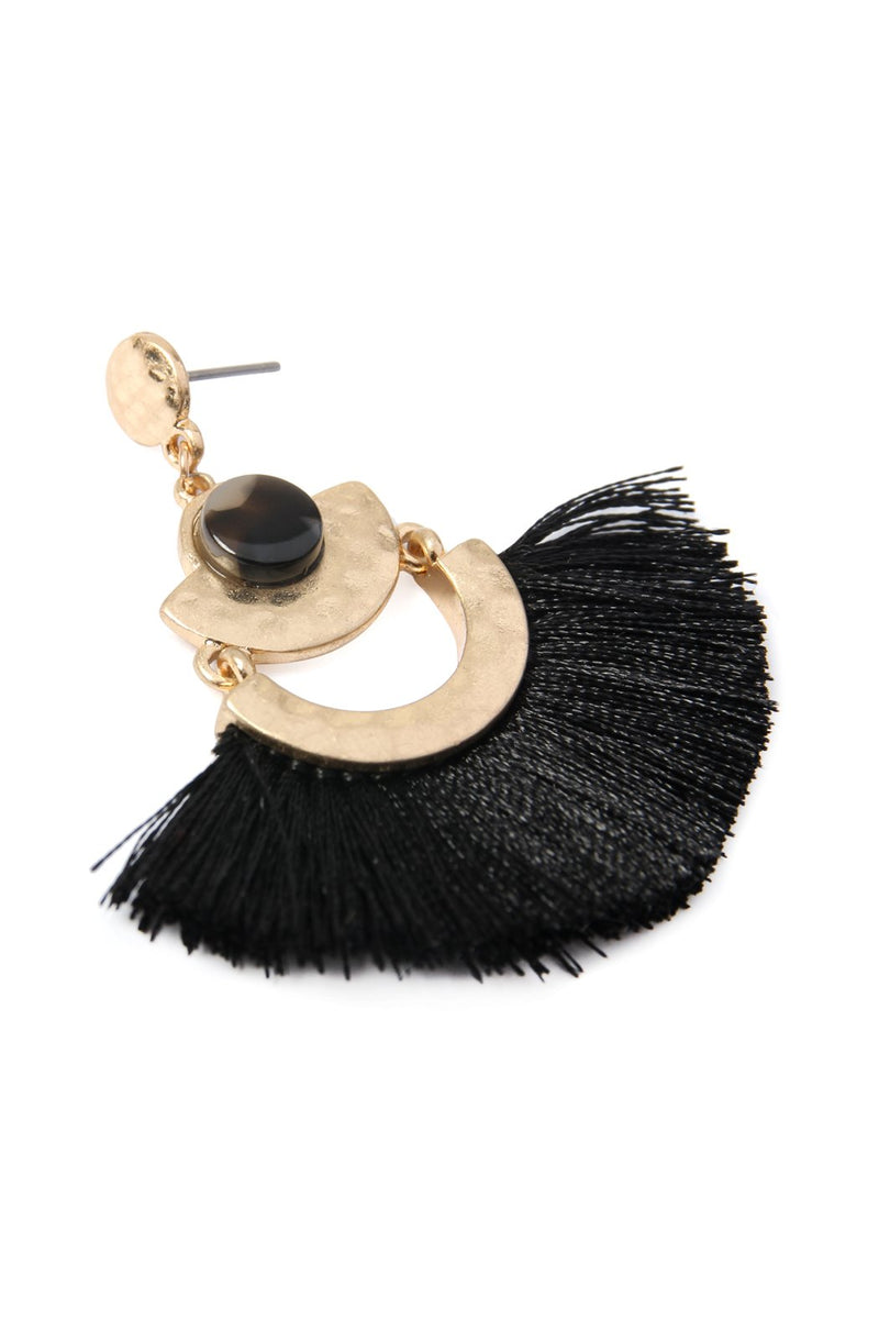 A8e2244 - Dangling Tassel Fan Drop Earrings