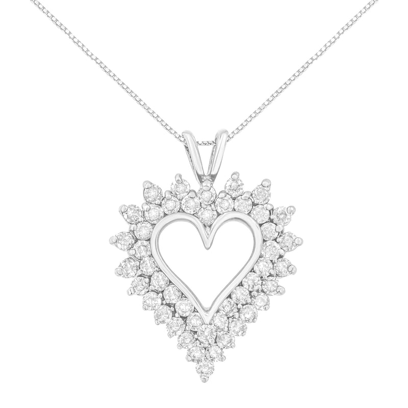 14K Yellow Gold Plated .925 Sterling Silver 3.00 Cttw Round Cut Diamond Cluster Heart 18" Pendant Necklace (K-L Color, I