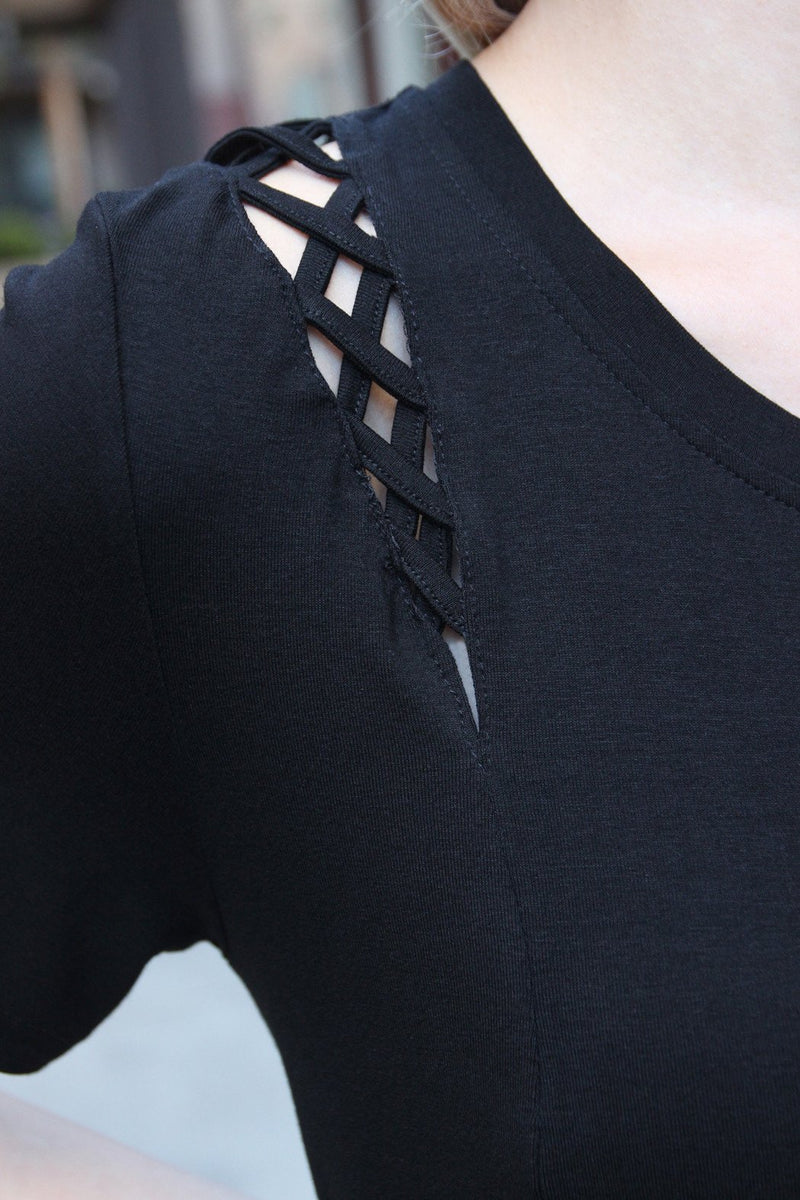 Short Sleeve Braid Detail Top
