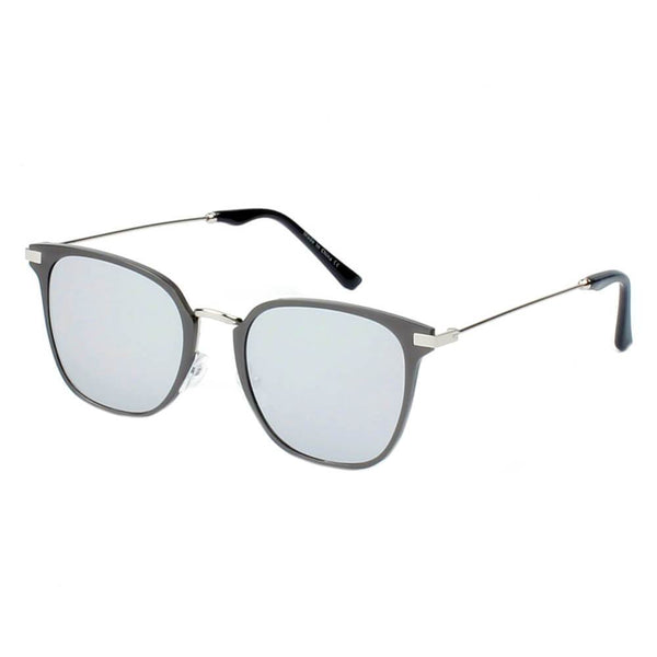CAMBRIDGE | A22 - Pillowed Rectangle Flat Lens Horned Rim Sunglasses