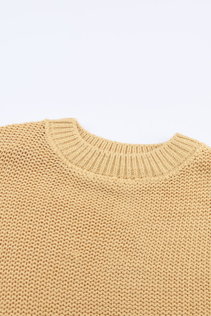 Jayla Hollowed Bubble Sleeve Knit Sweater