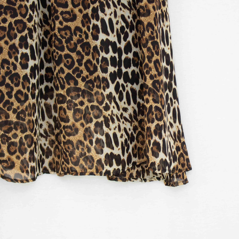 Animal Print Flare Midi Skirt