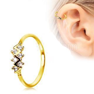 Gold Jeweled Zig-Zag Cartilage Earring / Nose Hoop Ring