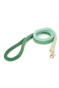 Hand Dyed Cotton Rope Leash, Dark Green Ombre