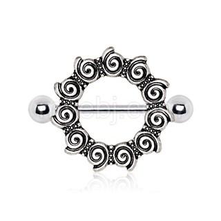 316L Stainless Steel Antique Tribal Multi-Spiral Nipple Shield