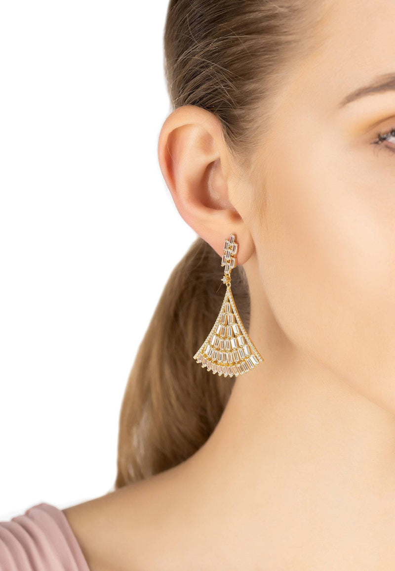 Baguette Fan Tail Earrings Gold