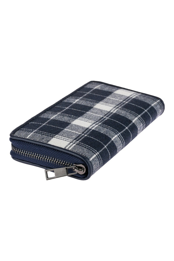 Hdg2698 - Plaid Single Zippered Wallet