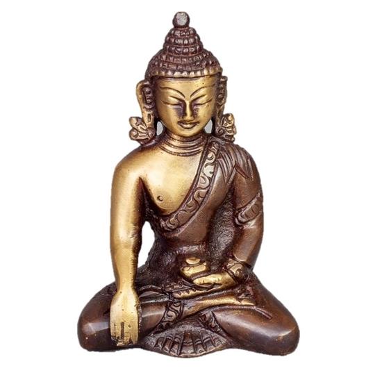 Sitting  Buddha in Meditation Pose Two-Tone Color in Brass