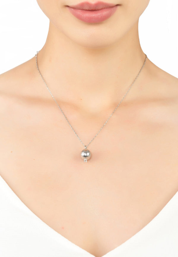 Pomegranate Charm Necklace Silver