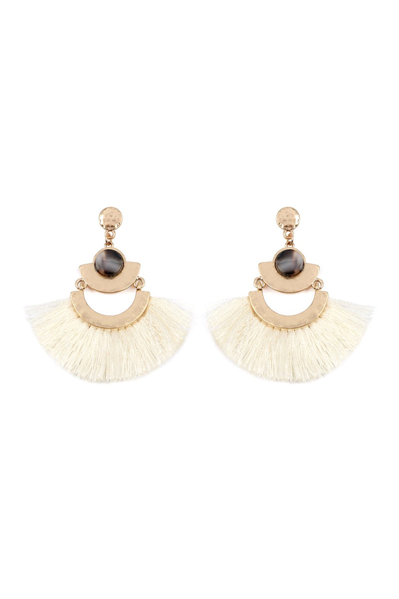A8e2244 - Dangling Tassel Fan Drop Earrings