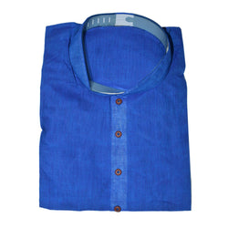 Blue Cotton Kurta With Round Neck