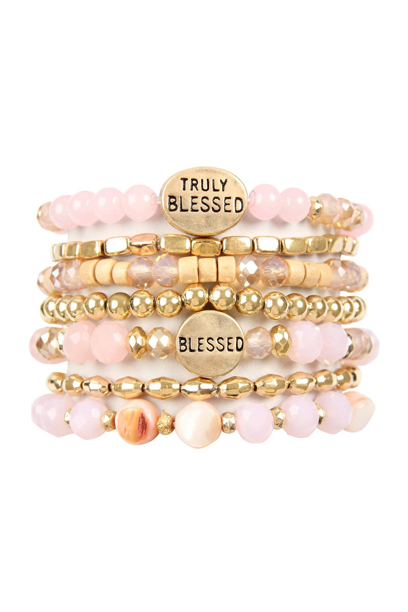 "Truly Blessed" Charm Mix Beads Bracelet