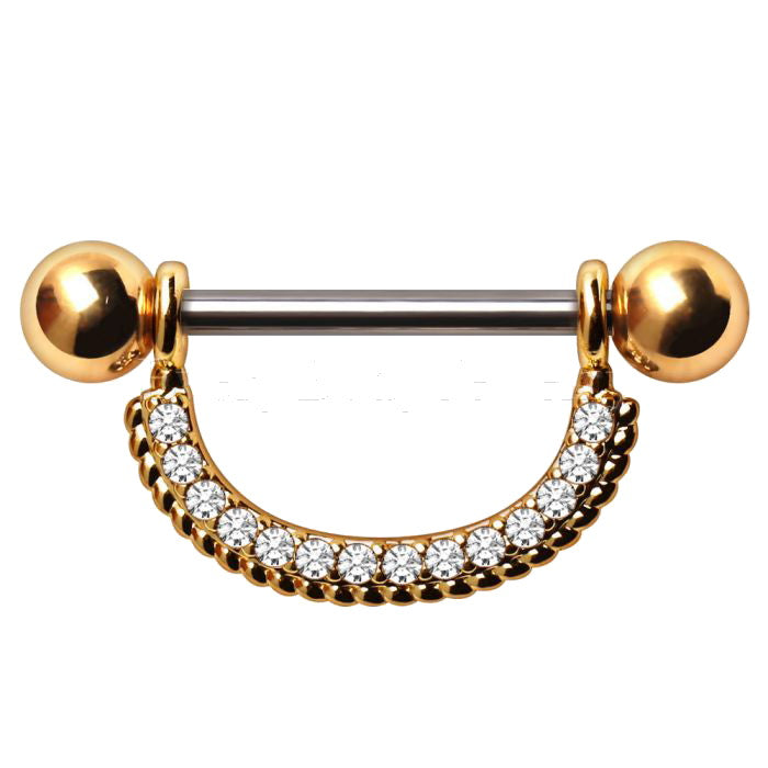 Gold Plated Ornate Multi Jeweled Nipple Shield