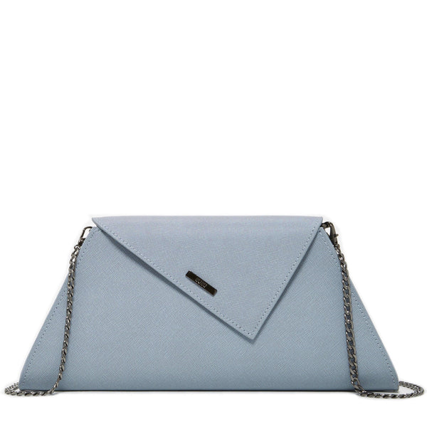 Angelica Faded Denim Leather Clutch