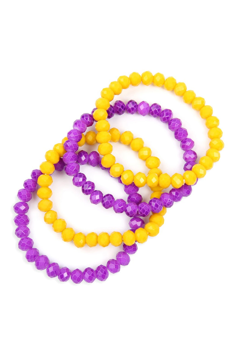 Four Line Rondelle Beads Stretch Bracelet