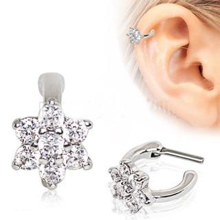 316L Stainless Steel CZ Flower Cartilage Clicker Earring