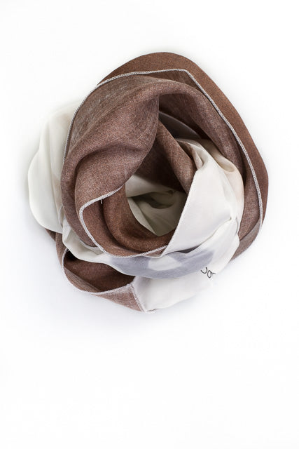 Ethereal Mixed Silk Infinity Scarf: Eggshell and Mauve